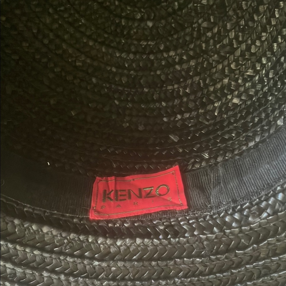 Kenzo Paris Black Straw Wide Brim Sun Hat